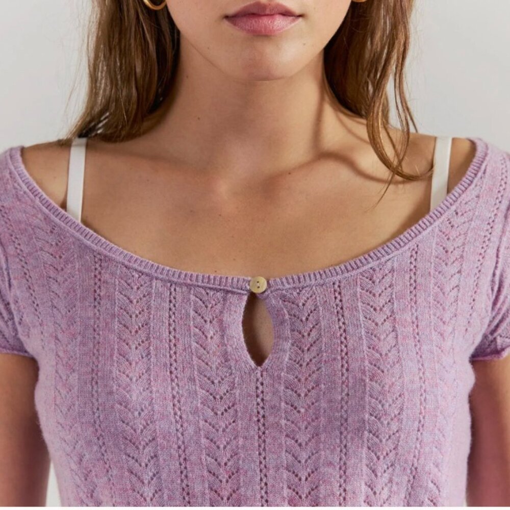 Free People: Hera Cashmere Pointelle Sweater in Lilac (sold out online)